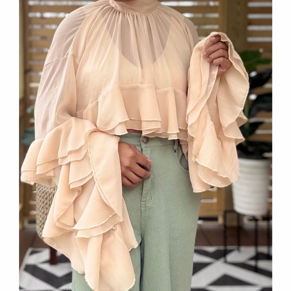 Elegant Cream Ruffle Blouse